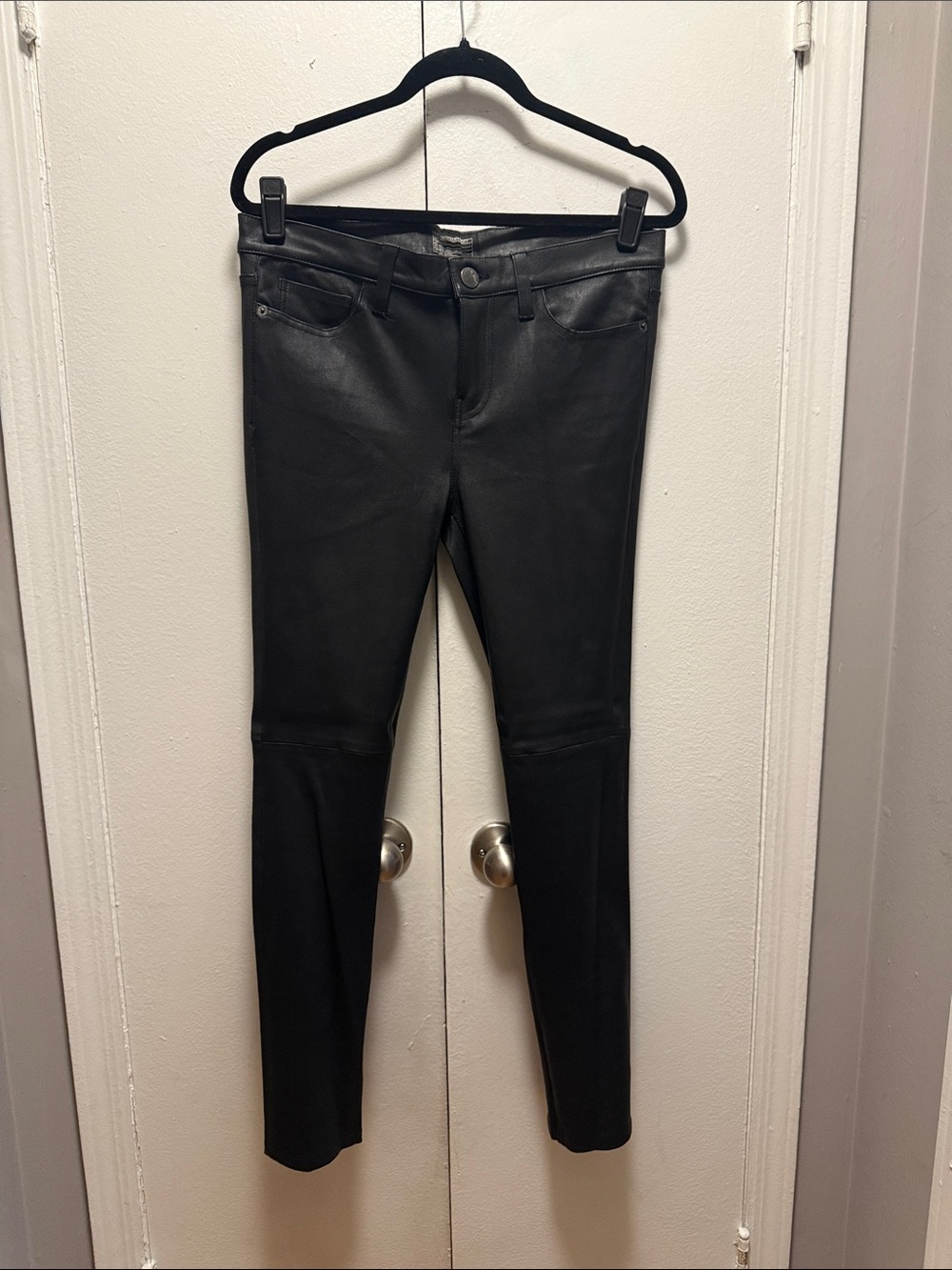 Current/Elliott Black Genuine leather Skinny Pants
